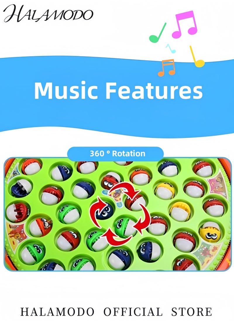 Kid's Fishing Game Play Set of 45pcs Fish & 5pcs Fishing Poles & 1pcs Rotating Board with Music Hook Fishing Game Educational Motor Skill Toys for Boys Girls Toddlers Aged 3-6 Years Old