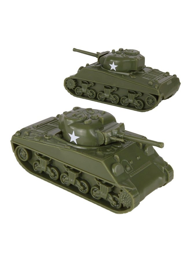 Bmc Cts Ww2 Sherman M4 Tanks - Od Green 2Pc 1:38 Plastic Army Men Vehicles