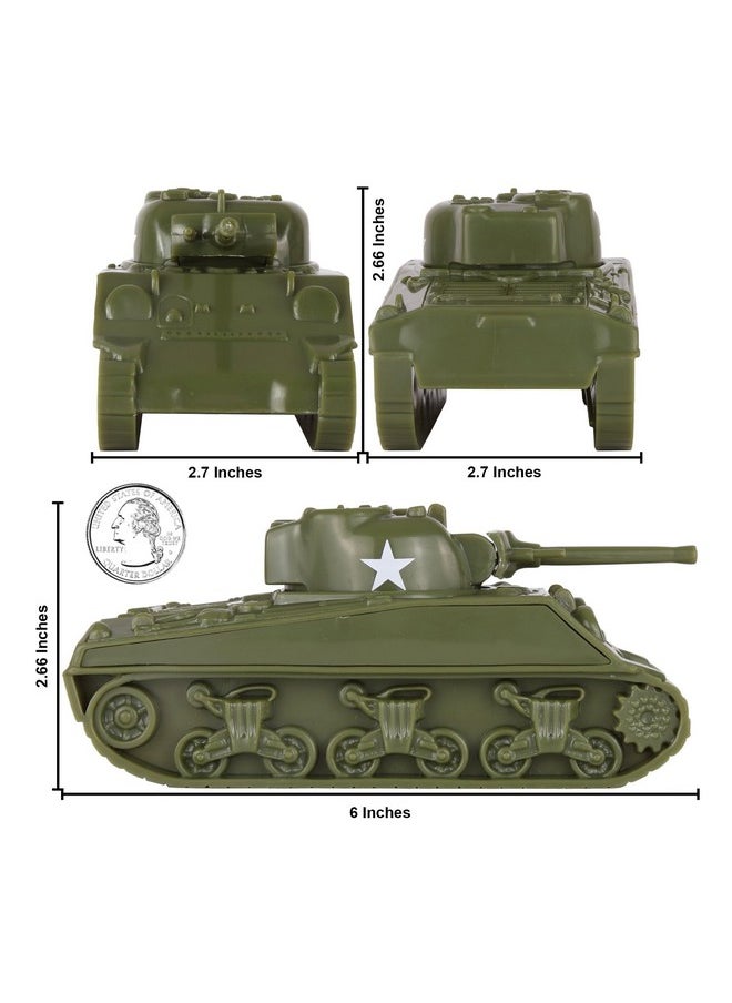 Bmc Cts Ww2 Sherman M4 Tanks - Od Green 2Pc 1:38 Plastic Army Men Vehicles