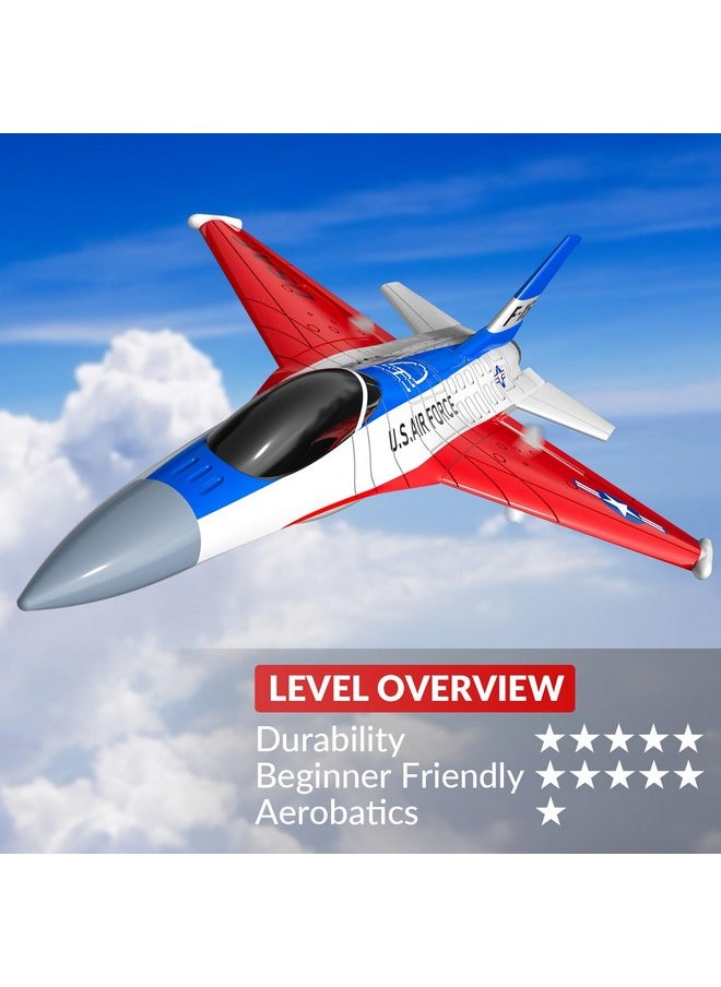 Rc Plane F-16 Fighting Falcon - 2.4Ghz 2Ch Remote Control Airplane Jet Fighter Ready To Fly With Cool Lights, For Beginners, Boys And Girls (762-4)