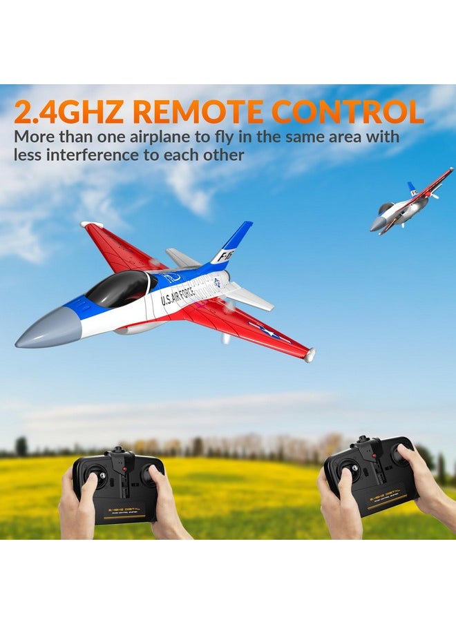 Rc Plane F-16 Fighting Falcon - 2.4Ghz 2Ch Remote Control Airplane Jet Fighter Ready To Fly With Cool Lights, For Beginners, Boys And Girls (762-4)