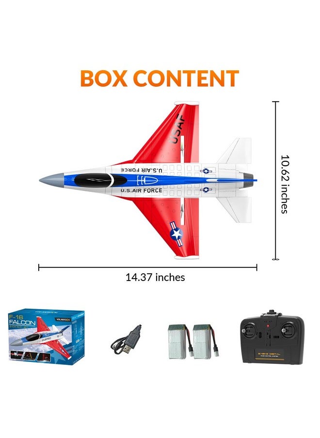 Rc Plane F-16 Fighting Falcon - 2.4Ghz 2Ch Remote Control Airplane Jet Fighter Ready To Fly With Cool Lights, For Beginners, Boys And Girls (762-4)