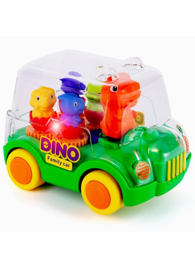 Light Up Dinosaur Car - Bump And Go Toy Car With Moving Gears, Music, Flashing Led'S, And Engine Sounds - Toy Car For Toddlers 3 And Up - Autism Sensory Gifts For Boys 5 6