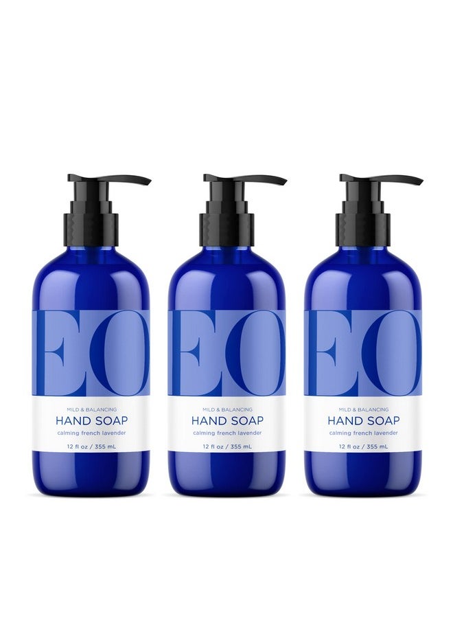 Liquid Hand Soap 12 Ounce (Pack Of 3) French Lavender Organic Plantbased Gentle Cleanser With Pure Essential Oils