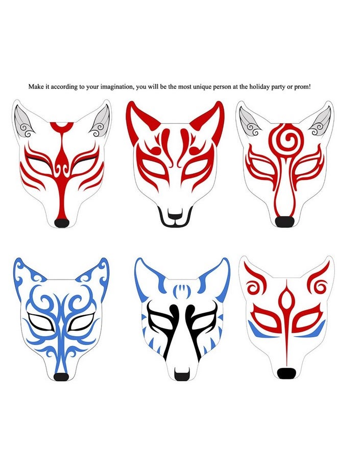 Fox Mask 3 Pcs Diy Animal Masquerade Masks White Paintable Halloween Party Wolf Cosplay Costume Accessory