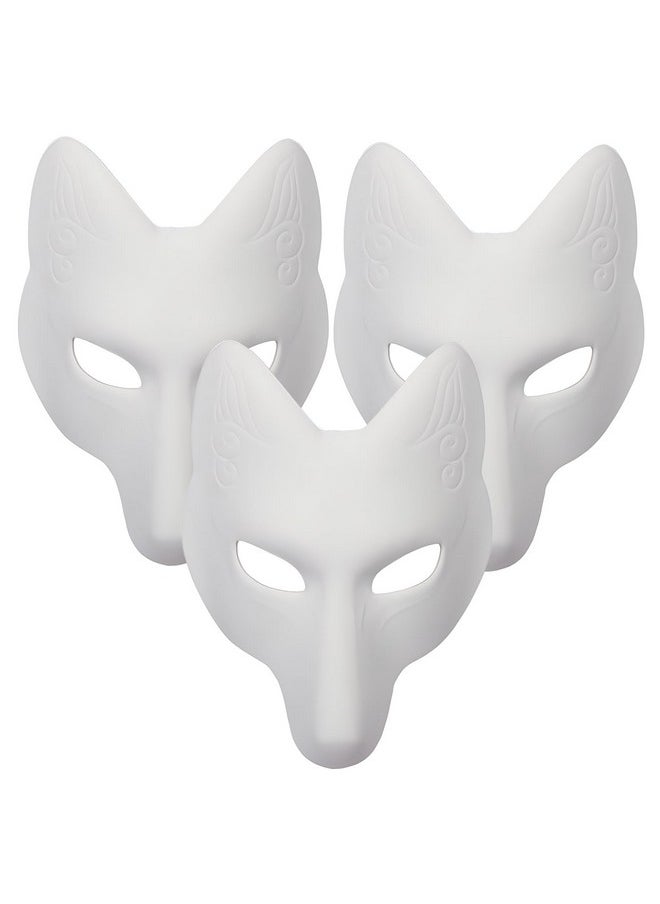 Fox Mask 3 Pcs Diy Animal Masquerade Masks White Paintable Halloween Party Wolf Cosplay Costume Accessory