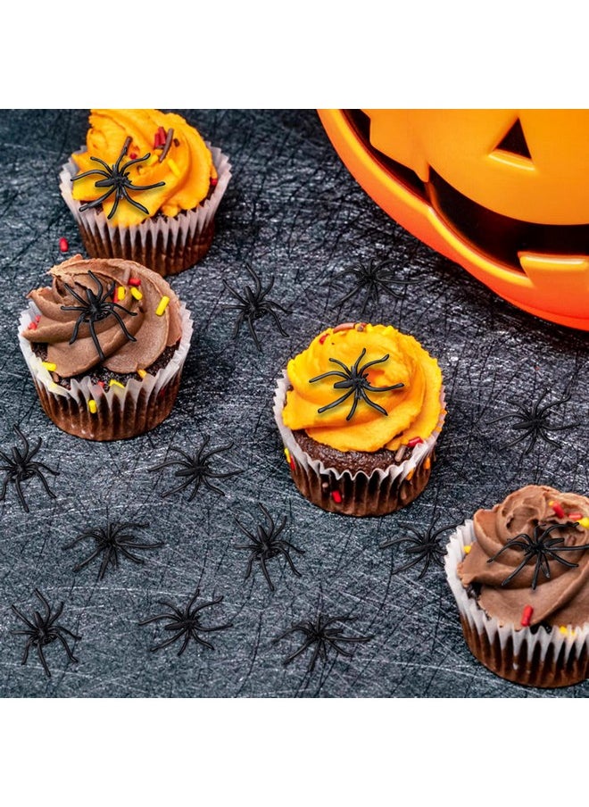 400Pcs Spider Rings Halloween Rings Bulk For Kids Party Favors, 1.96’’ Plastic Realistic Black Spider For Halloween Party Cupcake Toppers Decorations