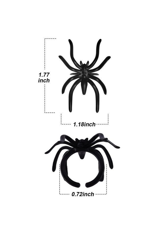 400Pcs Spider Rings Halloween Rings Bulk For Kids Party Favors, 1.96’’ Plastic Realistic Black Spider For Halloween Party Cupcake Toppers Decorations