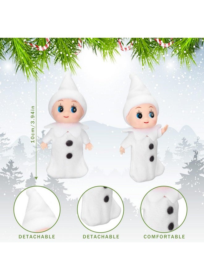 2 Pieces Christmas Elf Doll Small Baby Twins In Bib Pants And Bodysuit Miniature Accessories Green And Red Elf Boy And Girl Toy Suitable For Xmas New Year Decorations (Cute Style)