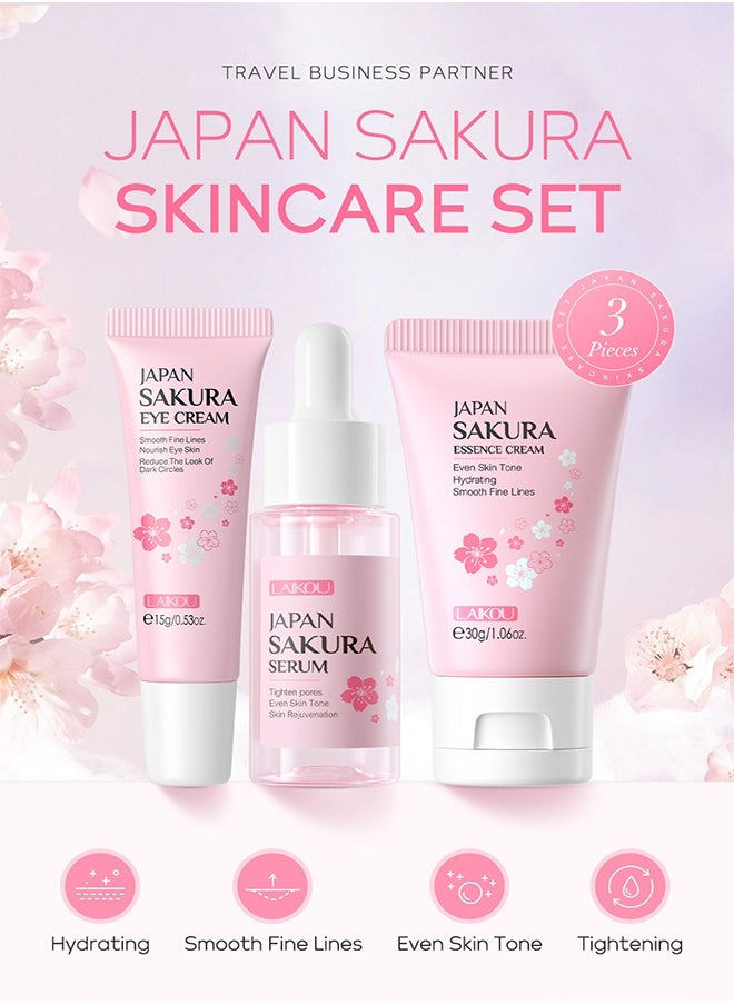 Japanese Cherry Blossom Skin Care 3-piece facial set face cream eye cream essence lotion skin care