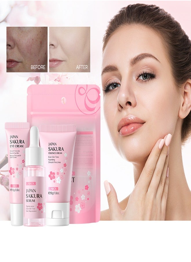 Japanese Cherry Blossom Skin Care 3-piece facial set face cream eye cream essence lotion skin care