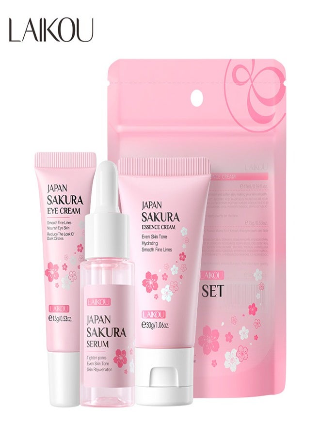 Japanese Cherry Blossom Skin Care 3-piece facial set face cream eye cream essence lotion skin care