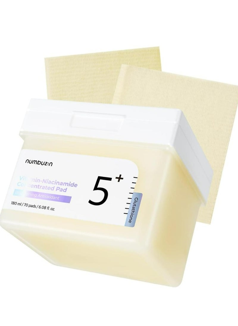 No.5+ Vitamin Niacinamide Concentrated pad Double- Sided Pad with Glutathione Niacinamide PHA  LHA Exfoliation Dark Spot Hyperpigmentation Care 180 ML