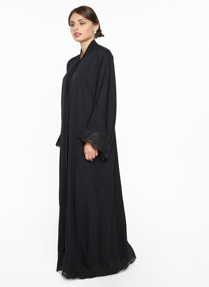 Black abaya with matching lace