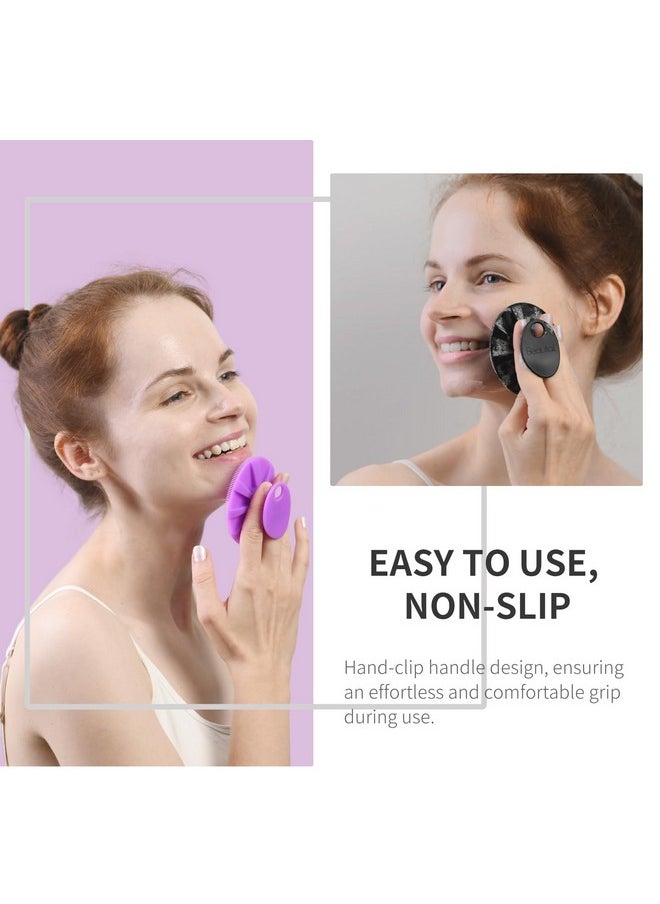 Silicone Face Scrubber 2 Pack Manual Facial Cleansing Brush Gentle Face Exfoliator For Sensitive Skin Skin Care Exfoliating Face Brush For Men And Women Black+Purple