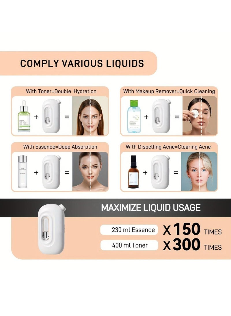 Facial Hydration Device, Deep Hydration And Effective Absorption, Skin Care For Any Occasion And Comply Various Liquids, Personal Care Beauty Makeup, Portable Recharge Gifts For Women Silicone Nozzle