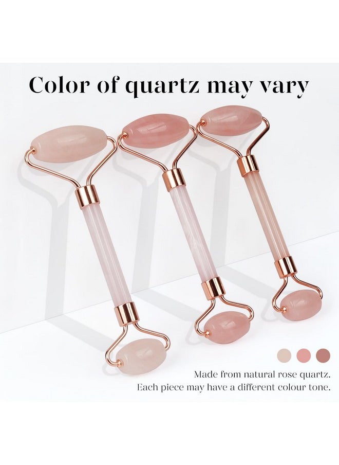 Jade Roller & Gua Sha Face Roller Redness Reducing Skin Care Tools Self Care Pink Gift For Men Women Massager For Face Eyes Neck Relieve Fine Lines And Wrinkles Rose Quartz