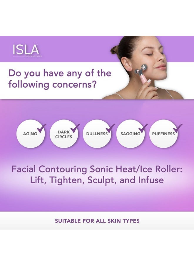 Isla Ice And Heat Roller For Contouring Of The Face Neck And Décolletage Featuring Steel And Genuine Rose Quartz Globes