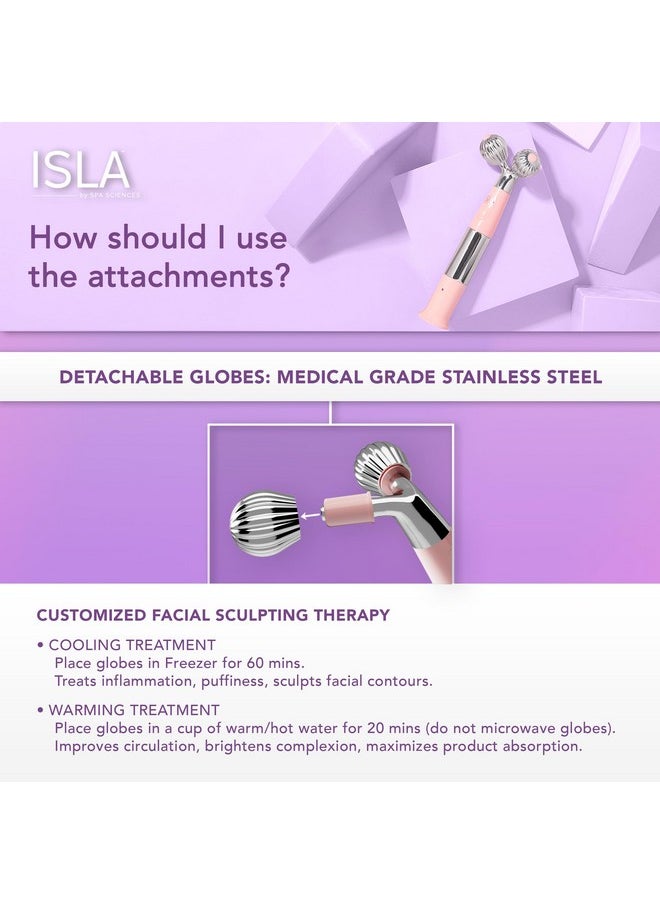 Isla Ice And Heat Roller For Contouring Of The Face Neck And Décolletage Featuring Steel And Genuine Rose Quartz Globes