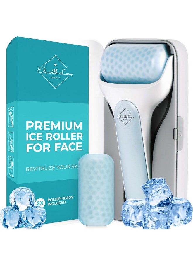 Facial Ice Roller For Face Premium With Carry Case And 2X Rollers For Long Lasting Cold Eye Roller For Puffy Eyes & Cold Massage For Migraines (Ice Roller)