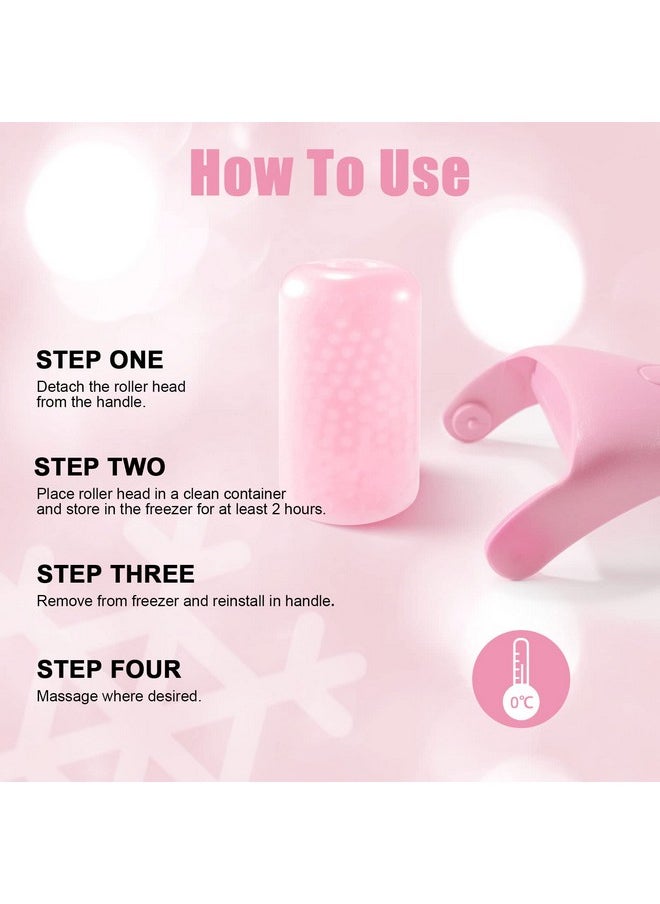 Ice Roller For Face & Eye Ice Face Roller Massager Facial Skin Care Tools For Reduce Puffiness Migraine Pain Relief (Pink)