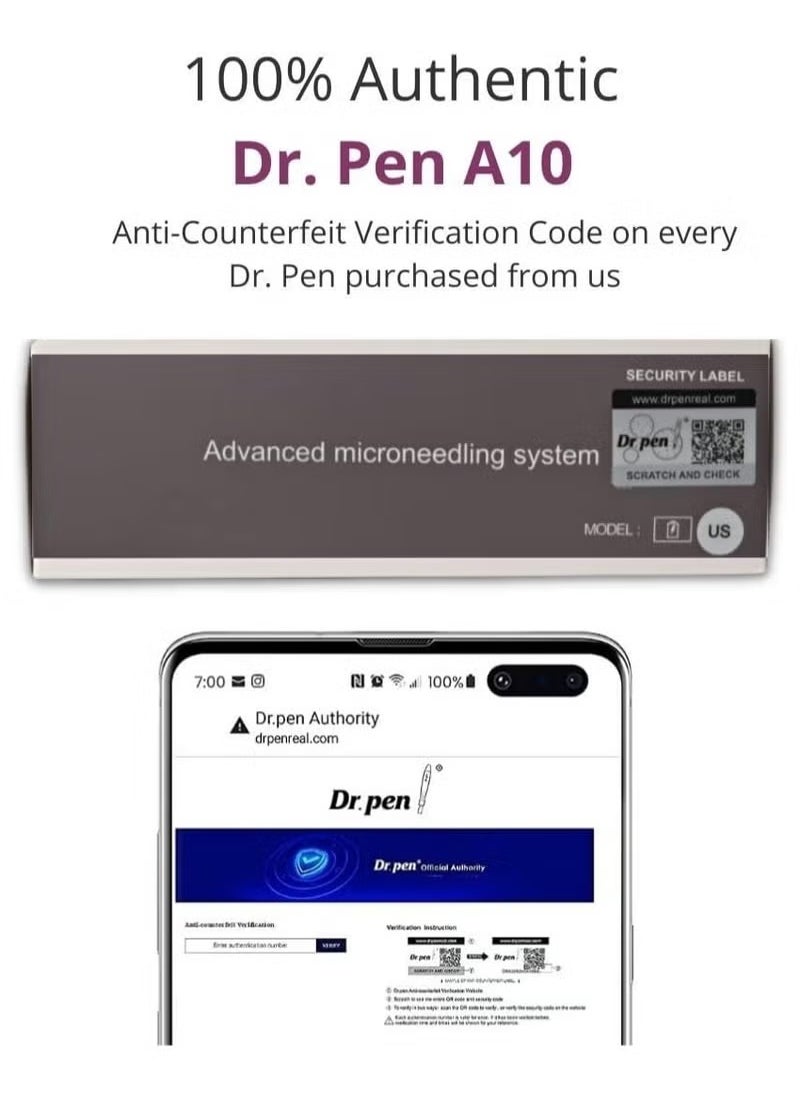 Dr. Pen Ultima A10 - Authentic Multi-Function Wireless Derma Beauty Pen - Trusty Skin Care Tool Kit for Fast Results