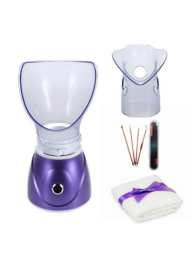 Facial Steamer Professional Sinus Steam Inhaler Face Skin Moisturizer Facial Mask Sauna Spa Steamers With Aromatherapy Diffuser Humidifier Function (Purple)