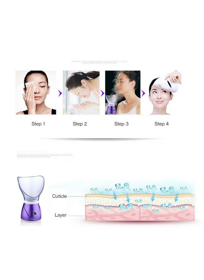 Facial Steamer Professional Sinus Steam Inhaler Face Skin Moisturizer Facial Mask Sauna Spa Steamers With Aromatherapy Diffuser Humidifier Function (Purple)