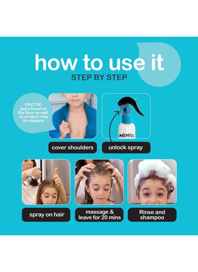 All-in-One Head Lice Treatment Spray, Kills Nits & Eggs, Includes Lice Spray 120ml & Nit Comb