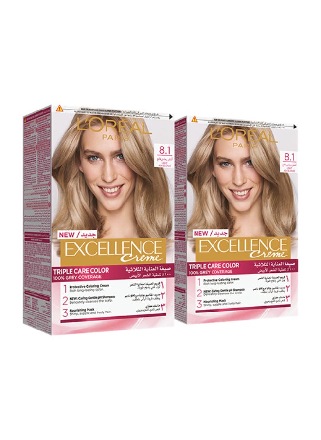 Excellence Crème Permanent Hair Color 8.1, Light Ash Blonde