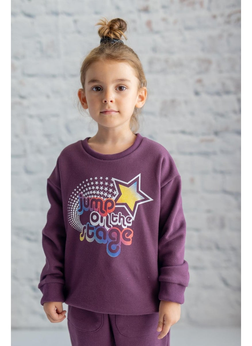 Girls Colorful Text Printed Sweatshirt