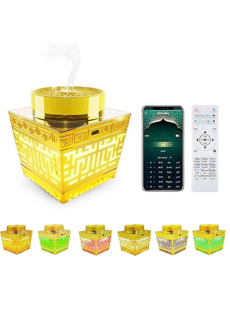 Quran Speaker & Mini Incense Burner Bakhoor,Remote Control with 114 Quran Chapters, Multicolor Changing Bluetooth Speaker, Night Light MP3 Music Player with 18 Reciters and 17 Translations