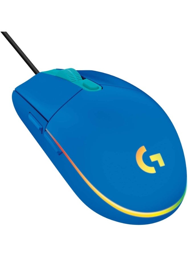 G203 2nd Gen Wired Gaming Mouse, 8,000 DPI, Rainbow Optical Effect LIGHTSYNC RGB, 6 Programmable Buttons, On-Board Memory, Screen Mapping, PC/Mac Computer and Laptop Compatible - Blue