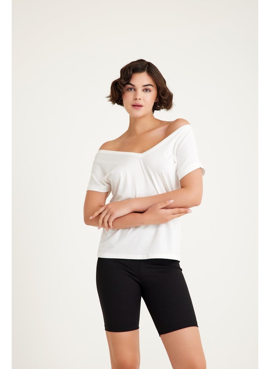 Front and Back V-Neck Basic Cotton T-Shirt