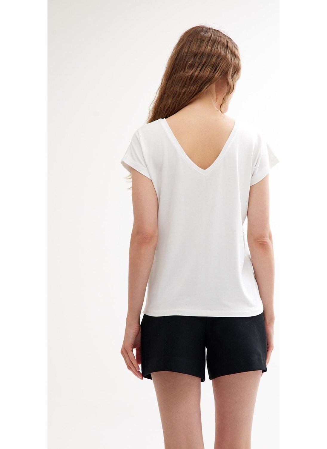 Front and Back V-Neck Basic Cotton T-Shirt