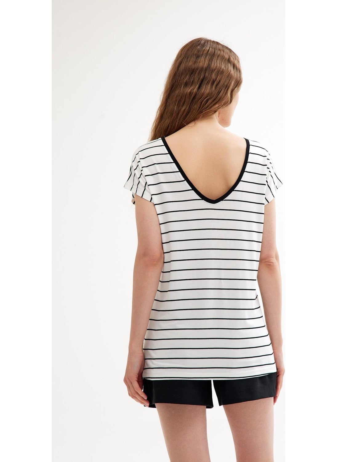 Front and Back V-Neck Basic Cotton T-Shirt