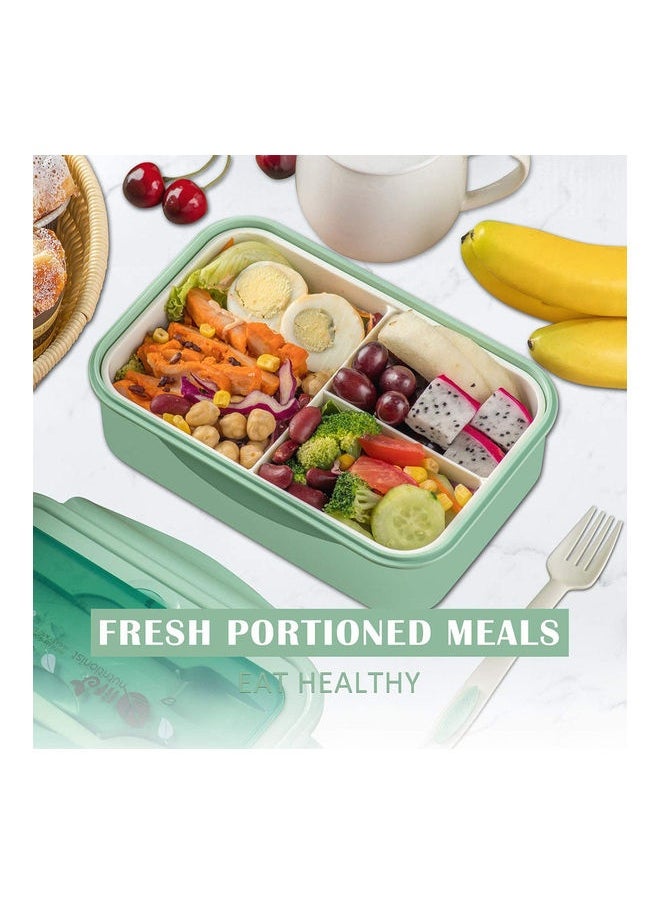 3-Grid Lunch Box With Lid  -Green Green