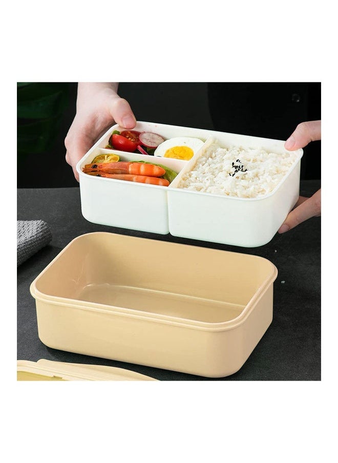 3-Grid Lunch Box With Lid Beige