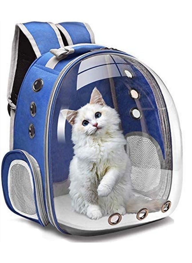 Transparent Pet Backpack Carrier Breathable Capsule Traveller For Cats And Small Dogs. Blue