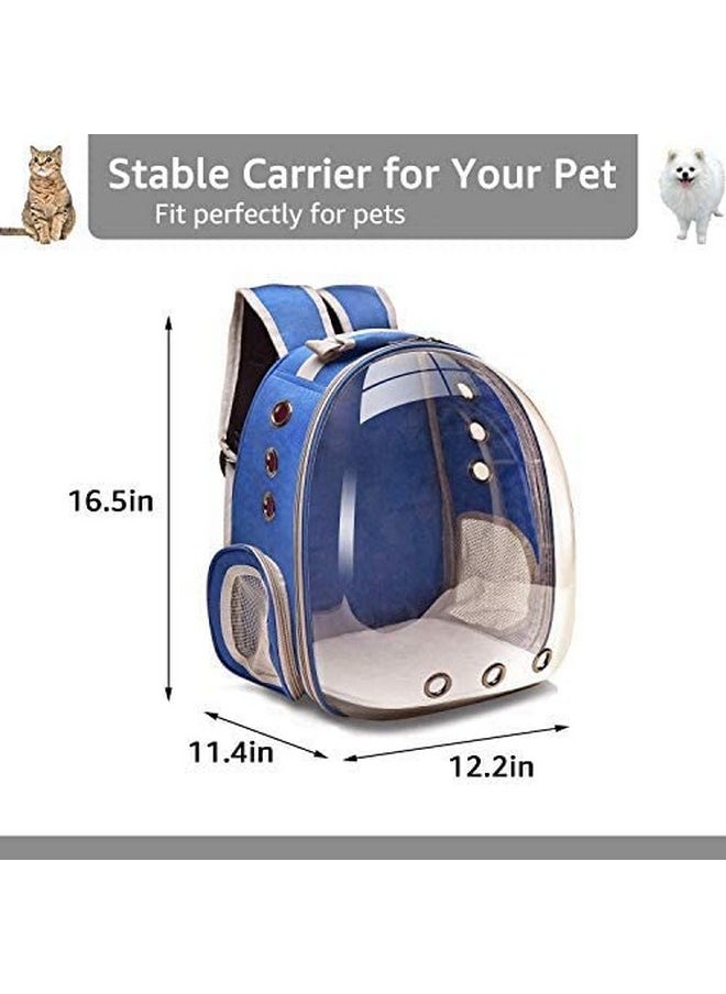 Transparent Pet Backpack Carrier Breathable Capsule Traveller For Cats And Small Dogs. Blue