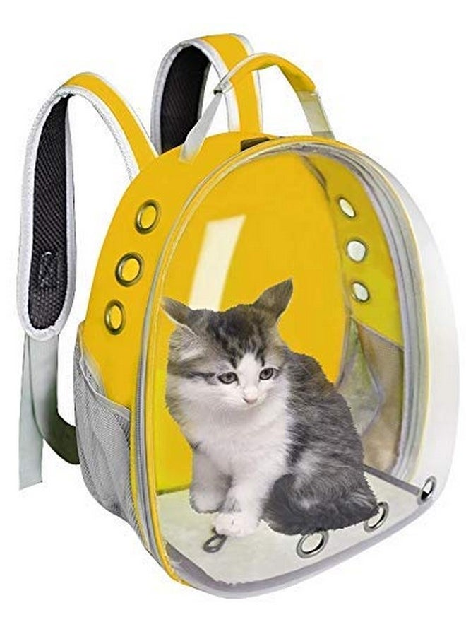 Pet Transparent Cat Carrier Backpack Puppy Kitty Breathable Carriers For Travel Capsule Backpack (Yellow)