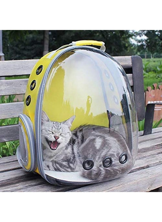 Pet Transparent Cat Carrier Backpack Puppy Kitty Breathable Carriers For Travel Capsule Backpack (Yellow)