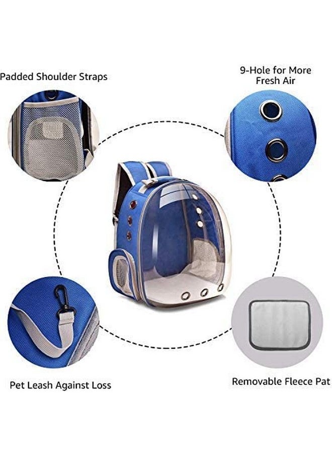 Transparent Pet Backpack Carrier Breathable Capsule Traveller For Cats And Small Dogs. Blue