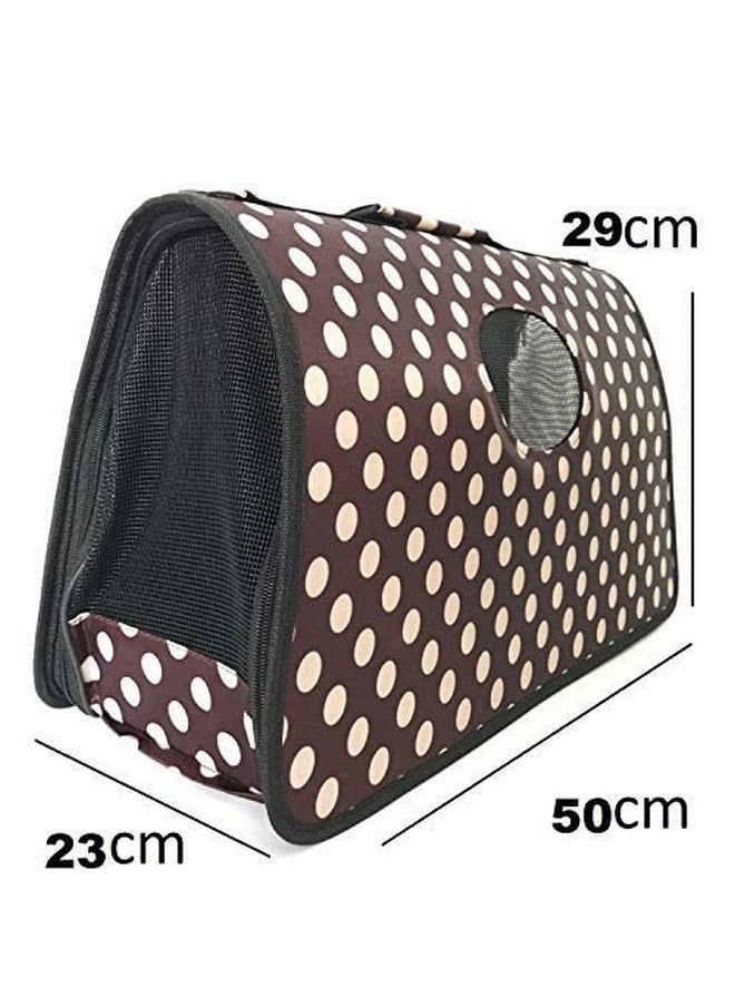 Mesh Durable And Breathable Full Zipper Small Animal Carrier Sling Front Travel Tote Shoulder Bag Backpack -Polka Dot (Medium - Color May Vary)-L-50 Cm X H-29 Cm X W-23 Cm