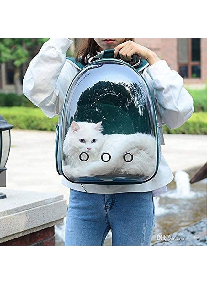 Astronaut Space Transparent Capsule Breathable Airline- Ventilate Transparent Carrier Backpack For Travel, Hiking And Outdoor For Puppies & Cats (Green)