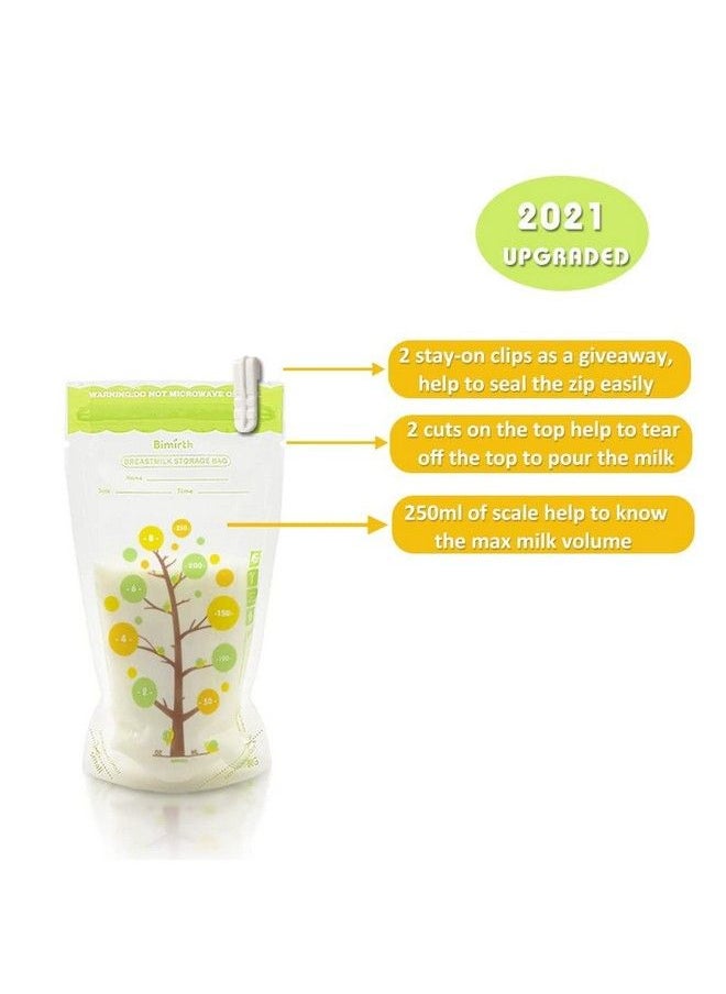 Breastmilk Storage Bags Pre Sterilized 8Oz 112Counts Easy Pour Spout Bpa Free Ready To Use Double Zipper Seal Bags For Pumping Freezing And Feeding Milk Self Standing Cpc Test Passed