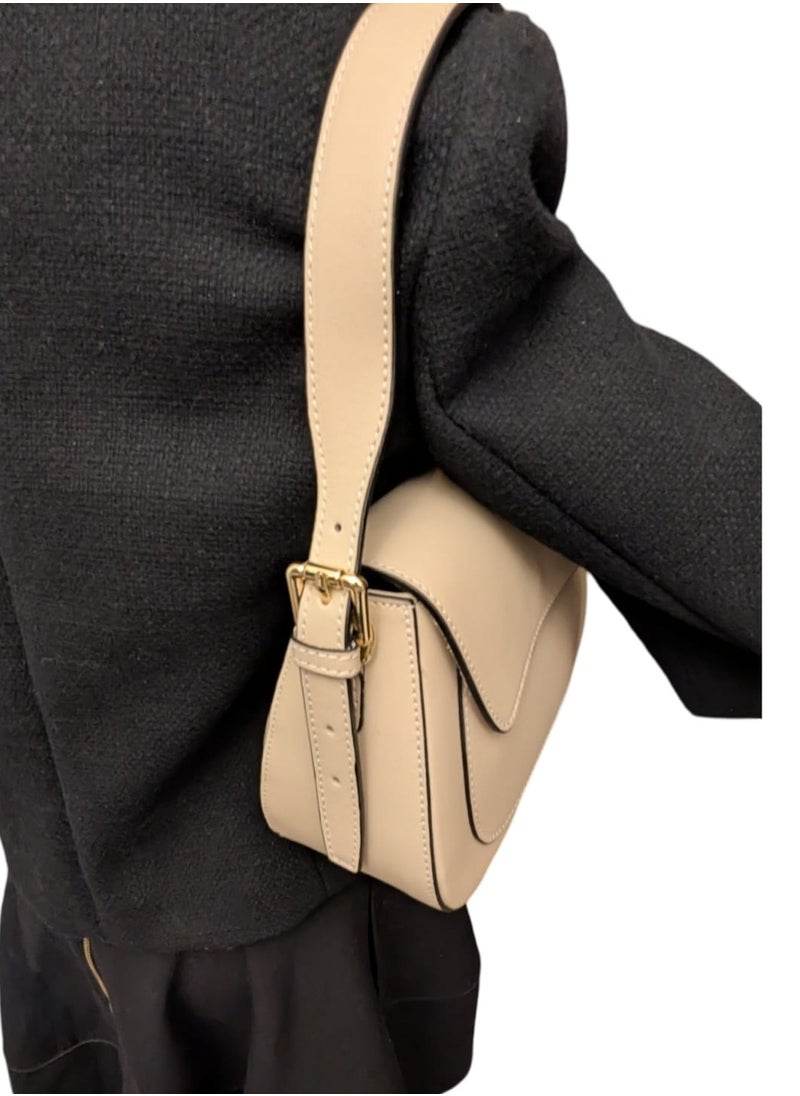 Beige, Messenger Bag, Genuine Real Leather, Made In Italy