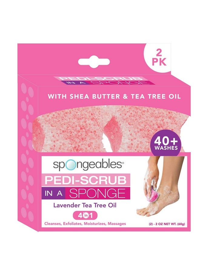 Spongables Pedi Scrub Foot Exfoliating 20+ Wash Sponge, Lavender, 2 Count