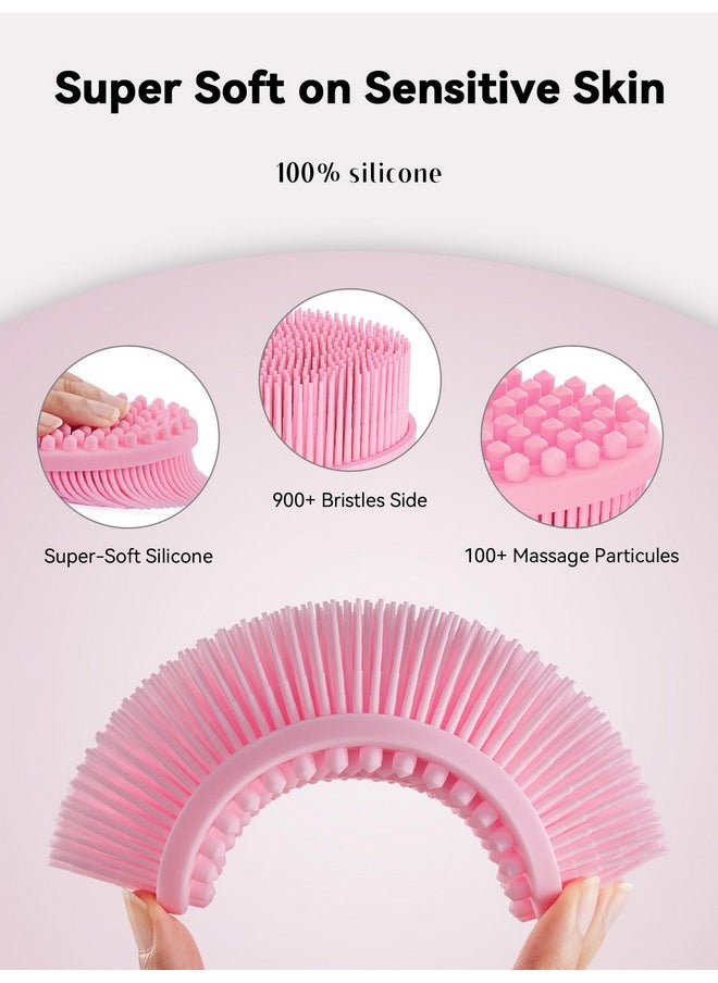 Silicone Body Scrubber, Silicone Loofah Gentle Exfoliating, 2 Side Design Silicone Boby Brush Lathers Well Easy To Clean & Durable For Removing Dead Skin And Dry Brush To Massage Skin, Pink