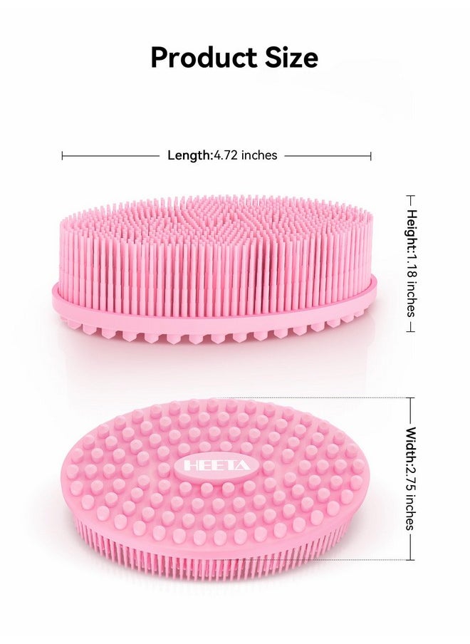 Silicone Body Scrubber, Silicone Loofah Gentle Exfoliating, 2 Side Design Silicone Boby Brush Lathers Well Easy To Clean & Durable For Removing Dead Skin And Dry Brush To Massage Skin, Pink